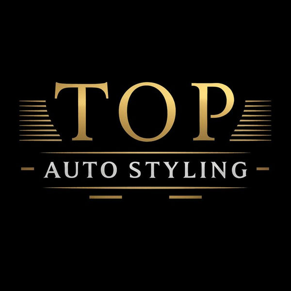 Logo of Top Auto Styling with gold text on a black background