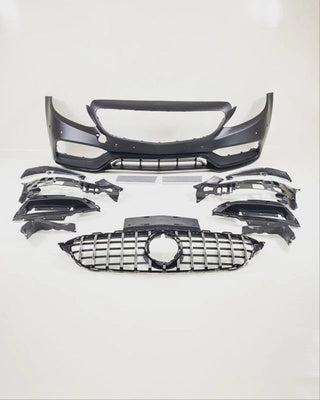 Mercedes C class W205 C63 front bumper facelift looking with black trims