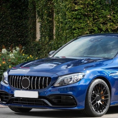 Mercedes C class W205 C63 front bumper facelift looking with black trims